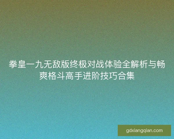 拳皇一九无敌版终极对战体验全解析与畅爽格斗高手进阶技巧合集